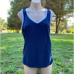 Lucky Brand ~ladies medium Terry cloth tank top Navy blue with white trim